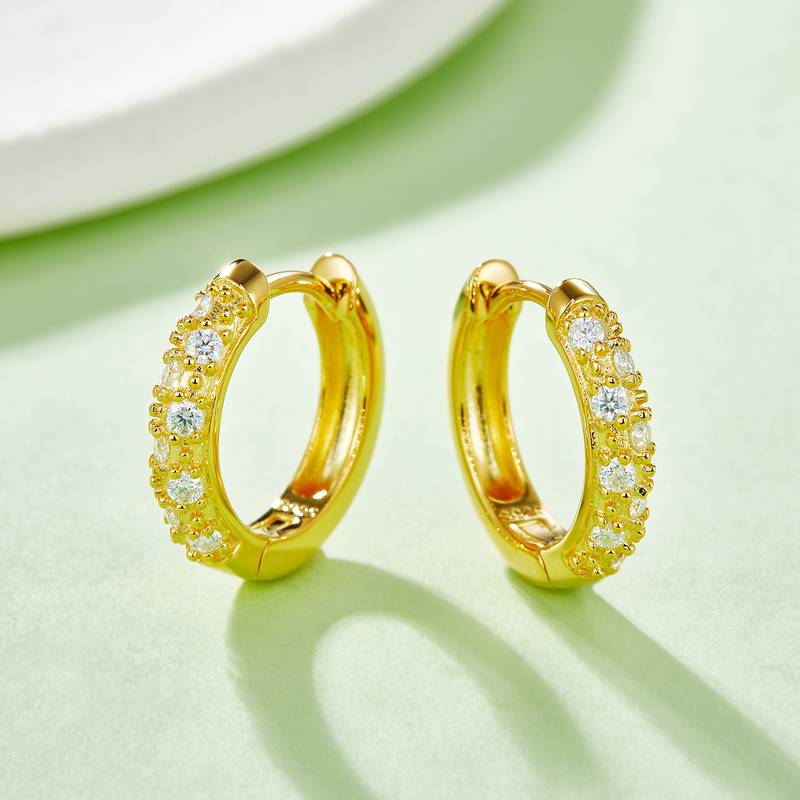 双排对半耳环S925银Moissanite厘石D级0.27ct